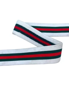 50 Cm Passamaneria Gallone Elastico Punto Spugna Bianco Riga Rosso Verde Alto 4, - Imagen 1 de 3