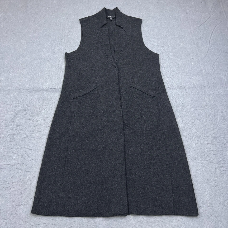 Cárdigan para mujer Eileen Fisher gris medio 100 % lana merino sin mangas plumero Foto 1 de 4