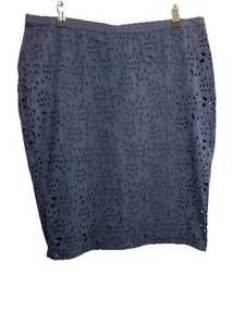 Boden UK 16 Navy Blue Broderie Anglaise Skirt Lined 100% Cotton - Picture 1 of 7