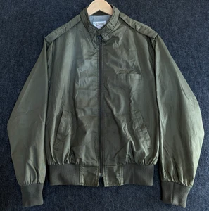 Vintage Flight Jacket Bomber Style Mens Large Army Green Chin Strap Made In USA - Picture 1 of 13