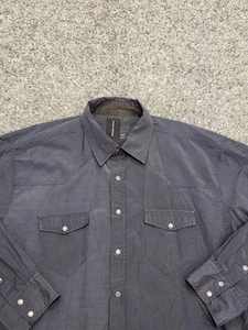 JORDAN CRAIG Western Shirt Men Size XXL 2XL Navy Blue Pearl Snap Pinstripe - Picture 1 of 10