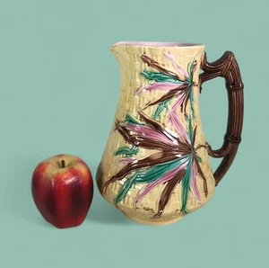 Antique Banks & Thorley Basketweave Majolica Pitcher - Picture 1 of 9