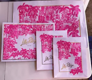Lilly Pulitzer Bags Lot of 5 Colorful Gift/Shopping 3 Different Sizes Pink Toile - Picture 1 of 13