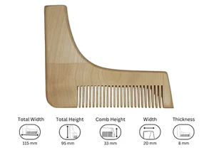 Beard Comb & Shaping Tool | Natural Wood, Anti-Static Beard Groomer UK - Picture 1 of 7