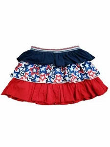 Toddler Girls Patriotic Red White Blue Silver Ruffled Star Skort Skirt 2T - Picture 1 of 1