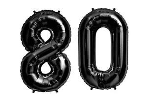 Giant 40" 80 Black Foil Number Balloons Photo Shoot 80th Birthday Float Helium - Picture 1 of 1