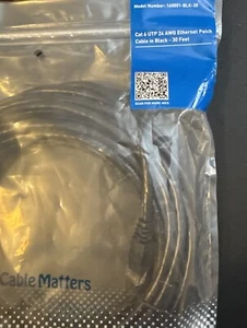 30 Feet Cable Matters Cat 6 Ethernet Network Patch Snagless Cable Cord, NEW - Photo 1/2