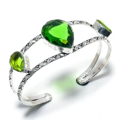 925 Sterling Silver Tourmaline  Gemstone Handmade Jewelry Adjustable Cuff" - Image 1 of 2