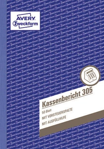 5 Zweckform Kassenbericht 305 A5 mit Vorsteuerspalte je Buch 50 Blatt AVERY - Bild 1 von 3