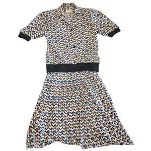 Vintage 80s La Ronde Fashions 2-Piece Set Shirt & Skirt Size 6-8 Geometric - Bild 1 von 8