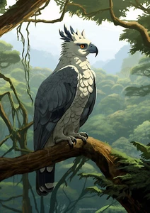 Estampado de pájaro águila arpía, estampado de pájaro de la selva, estampado de arte de pared, póster de aves tropicales - Imagen 1 de 4