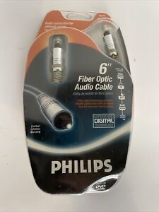 Genuine Philips Digital Optic Audio Cable Fiber Optic Plug Wire 6ft M62794 NIP