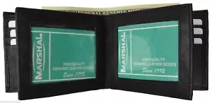 Genuine Leather Mens Bifold 3 ID's multi Card Double Center Flap Wallet - Picture 1 of 8