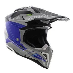 Airoh Aviator 3 AMS² plus Saber Gloss Grey Blue Offroad MX Helmet Free Shipping - Picture 1 of 8