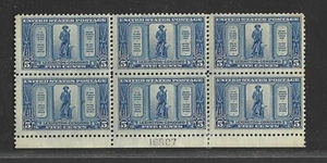 US 1925 THE MINUTE MAN BY DANIEL CHESTER SCOTT #619 MINT NEVER HINGED BLOCK OF 6 - Picture 1 of 1
