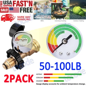 Propane Tank Gauge Brass Adapter w/Gas Pressure Level Meter Indicator for BBQ RV - Picture 1 of 12