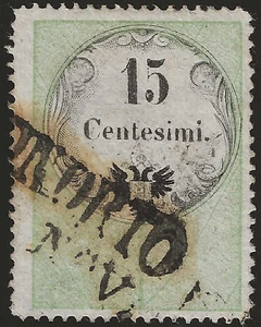 1854 Lombardo-Veneto - Marca da bollo 15 c. tipografico annullo Sondrio Diena - Picture 1 of 2
