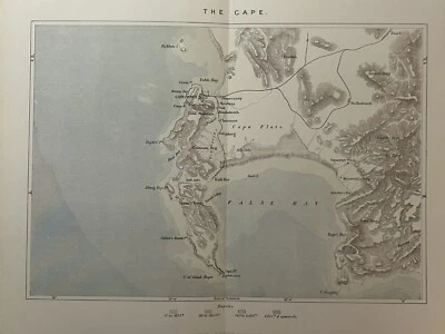 Mapa antigo original de 1888 The Cape, África do Sul - Imagem 1 de 3