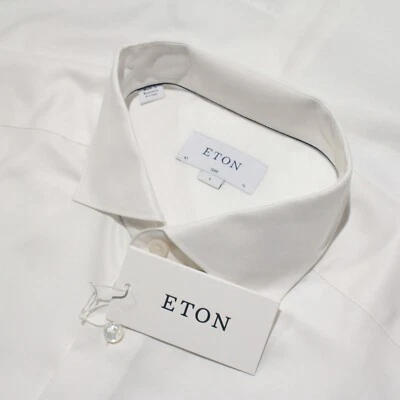 Eton NWT Casual Button Down Shirt Size 41 16 L Slim Fit in White Cotton & Linen - Image 1 of 4