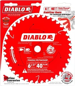 Hoja de sierra de corte de acabado de alto rendimiento Diablo para madera - 6-1/2" x 40 dientes, tico - Imagen 1 de 2