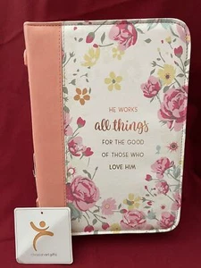 Bible Cover NEW Peach He Works All Things Romans 8:28 Large 10 1/8 x 7 x 1 7/8" - Picture 1 of 6