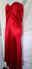 Womens size Medium Red Satin Long Dress Sleeveless Scrunch Zip Front