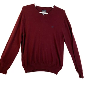 Chaps Cotton Cashmere V Neck Sweater Men's XL Burgundy Casual Preppy Work Lauren - Picture 1 of 9