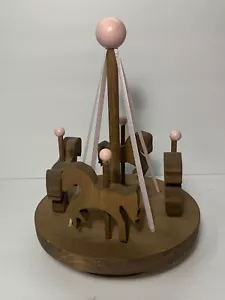 Handcrafted Wooden REINDEER W/ SLED Carousel String Merry Go Round Whirligig Toy - Picture 1 of 7