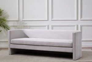 Safavieh Rosabeth Curved Sofa, Light Grey - Picture 1 of 6