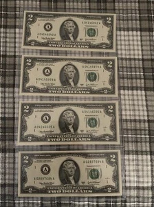 Lot of Four (4) $2 Two Dollar Bills 2003 2003A Circulated Boston Fed - Picture 1 of 8