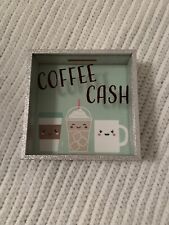 Cute Coffee Cash Wall Decor/Coin Bank, 5 1/2 inch Square, Pre-Owned