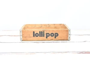 Vintage . Lollipop Lolli Pop Beverage Wood Crate Soda Pop Wood Box Crate 10/1974 - Picture 1 of 9