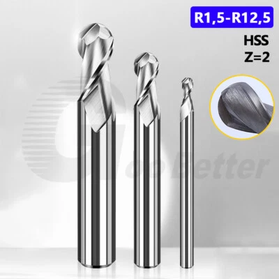 R1,5 bis R12,5 HSS M2Al Kugelfräser Radiusfräser Schaftfräser Z=2 Oberfräse CNC - Bild 1 von 4