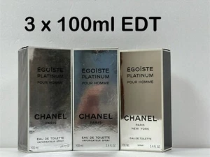 3 x 100ml Chanel Egoiste Platinum EDT Spray Vintage 1994 1996 FREE DELIVERY - Picture 1 of 14