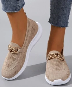 PAOTMBU Womens Apricot & White Bit-Accent Slip-On Sneaker Size 7 M US - Picture 1 of 7