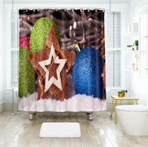  3D Christmas  Xmas 926 Shower Curtain Waterproof Fiber Bathroom Windows Toilet - Bild 1 von 2