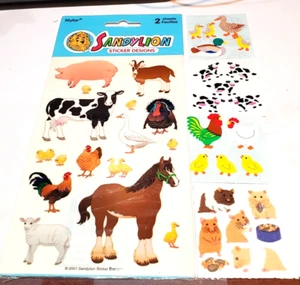 Sandylion sticker mylar pkg 2 sheets Farm 4 mod cow duck hamster chicken family - Picture 1 of 9