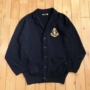 BAPE APE HEAD emblem logo knit cardigan Navy A Bathing Ape Size L - Picture 1 of 8