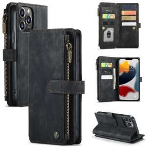 Hülle Für iPhone 14 13 12 11 XS 8 Leder Geldbörse Kartenfach Schutz Etuis Tasche - Bild 1 von 20