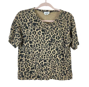 LNA womens size XS leopard animal print short sleeve cotton boxy t shirt - Picture 1 of 4