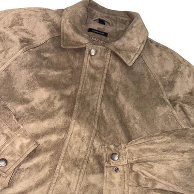 Chaqueta De Colección Claiborne Acabado Gamuza Imitación Gamuza Marrón Taupe Años 90 Estilo Y2K Para Hombres L Foto 1 de 4
