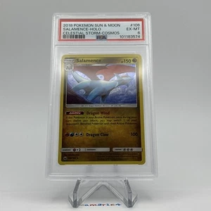 PSA 6 2018 POKEMON SOL Y LUNA TORMENTA CELESTIAL 106 SALAMENCE-HOLO COSMOS - Imagen 1 de 3