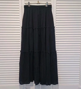 Damen Schwarz Maxirock Stufen Boho Whimsigoth von Mod On Trend Größe Small  - Bild 1 von 6