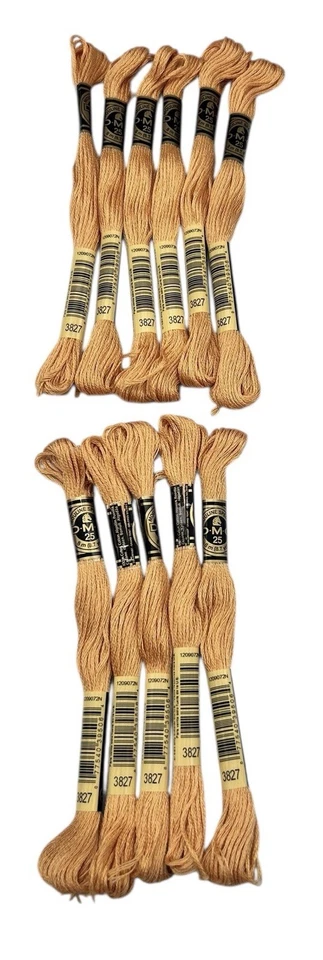 11 Skeins DMC Cotton Embroidery Floss Pale Golden Brown 3827 France 8.7y  NEW - Image 1 of 4