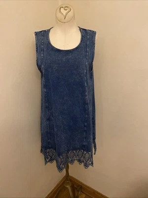 Cold water Creek Denim Look Sun Dress Slip On Size Medium  - Image 1 of 4