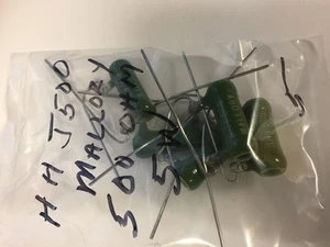 HHJ500 MALLORY 500 OHM 5 WATT RESISTORS    5 PCS NOS - Picture 1 of 1