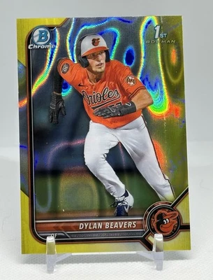 Dylan Beavers 2022 Bowman Chrome Yellow Lava /75 #BDC-160 Orioles - Image 1 of 3