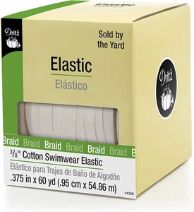 9438N Baumwolle Bademode geflochten elastisch, natürlich, 3/8 Zoll mal 60 Yard, weiß - Bild 1 von 3