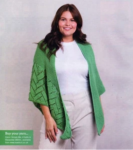 ~ Pull-Out Knitting Patterns For Pretty Shawl & Stripy Ruffled Seat Pad Cover ~ - Picture 1 of 4