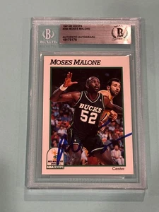 MOSES MALONE Signed 1991-92 HOOPS Card #394 Beckett (BAS) - Picture 1 of 2